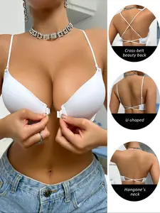 Women's Solid Color Medium Push Up Bra, Adjustable Strap Bra, Soft Comfortable Breathable Lingerie for All Seasons