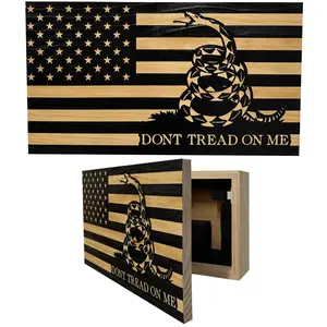 Dont Tread On Me Secure Decorative Wall-Mounted Gun Cabinet (Stripes) Vault Safe Box Art work Drawer Magnet lock