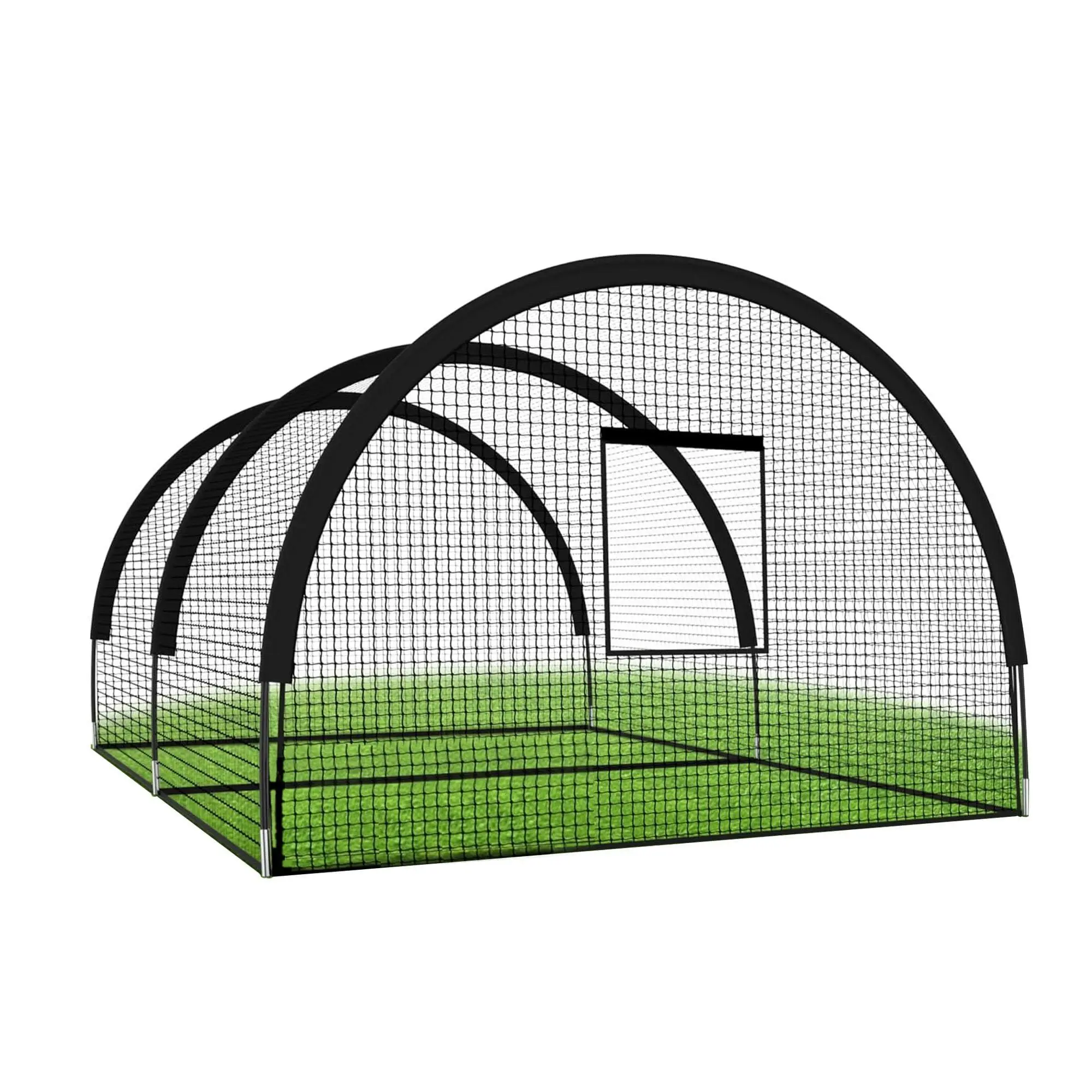 GAOMON 32x12x8 ft Baseball Batting Cage, Easy Setup Outdoor Training Netting Cage with Pitching Machine Hole, Detachable Door, Portable Design for Hitting Practice