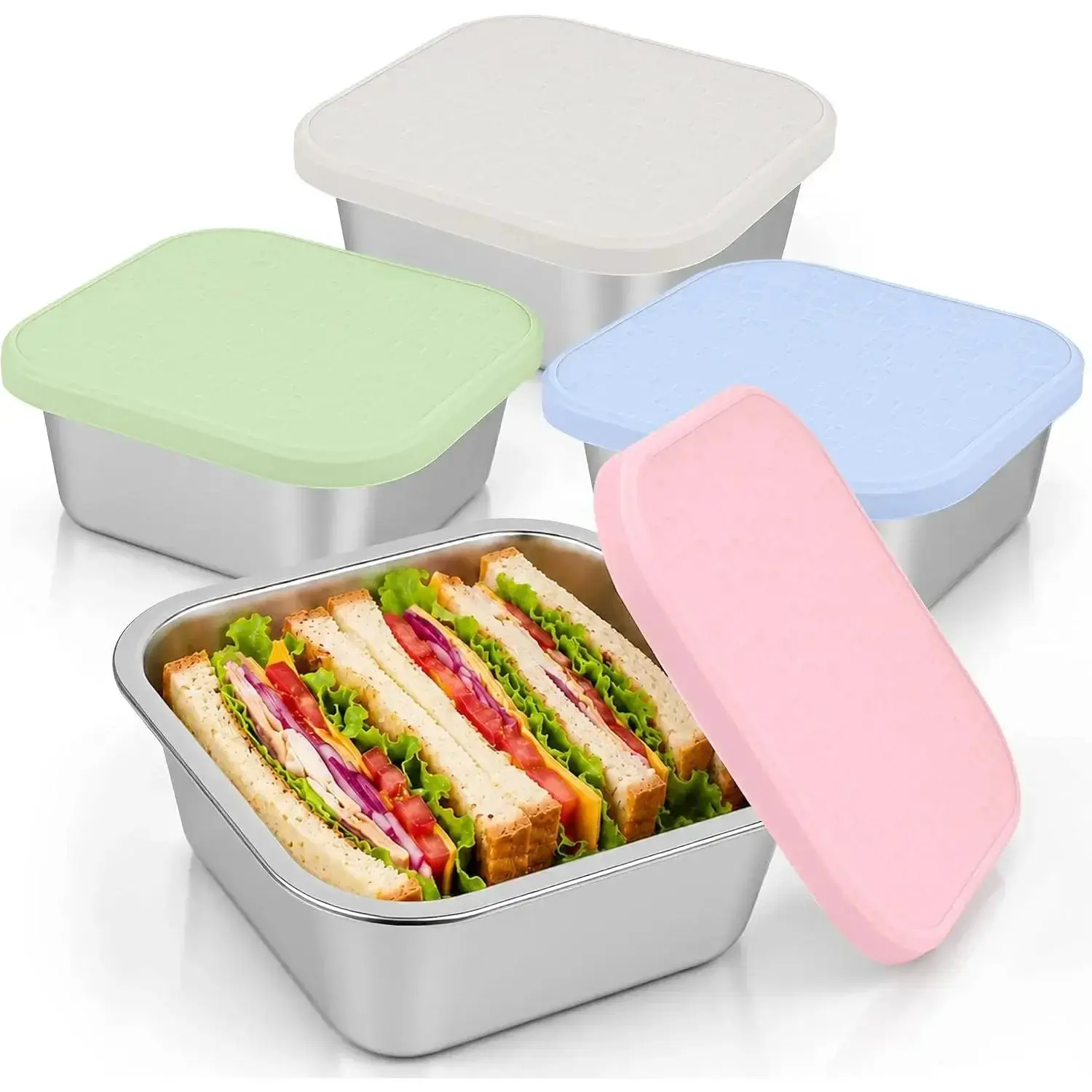 1 Pack Stainless Steel Lunch Box with Leakproof Lid, 31 oz Metal Food Storage Container for Meal Prep, Dishwasher Safe Bento Box for Work, Travel & School