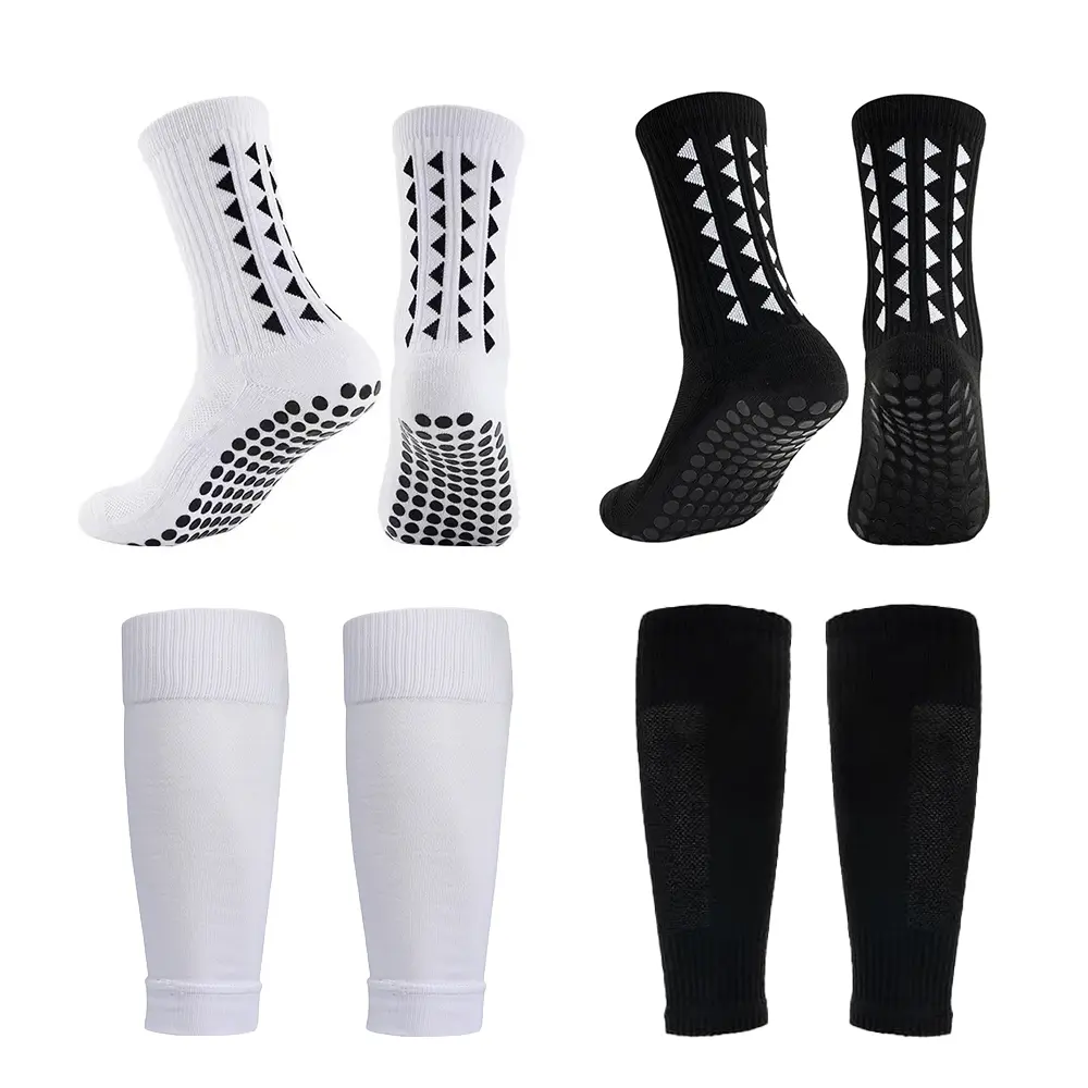 Durable anti-slip knee-protecting football socks, equipped with calf sleeves and breathable sports socks, suitable for football training and matches
