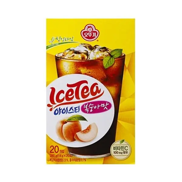 Ottogi Korean Instant Iced Tea Peach Flavor - 20 Packets (280g) - Refreshing Sweet Peach Drink Mix