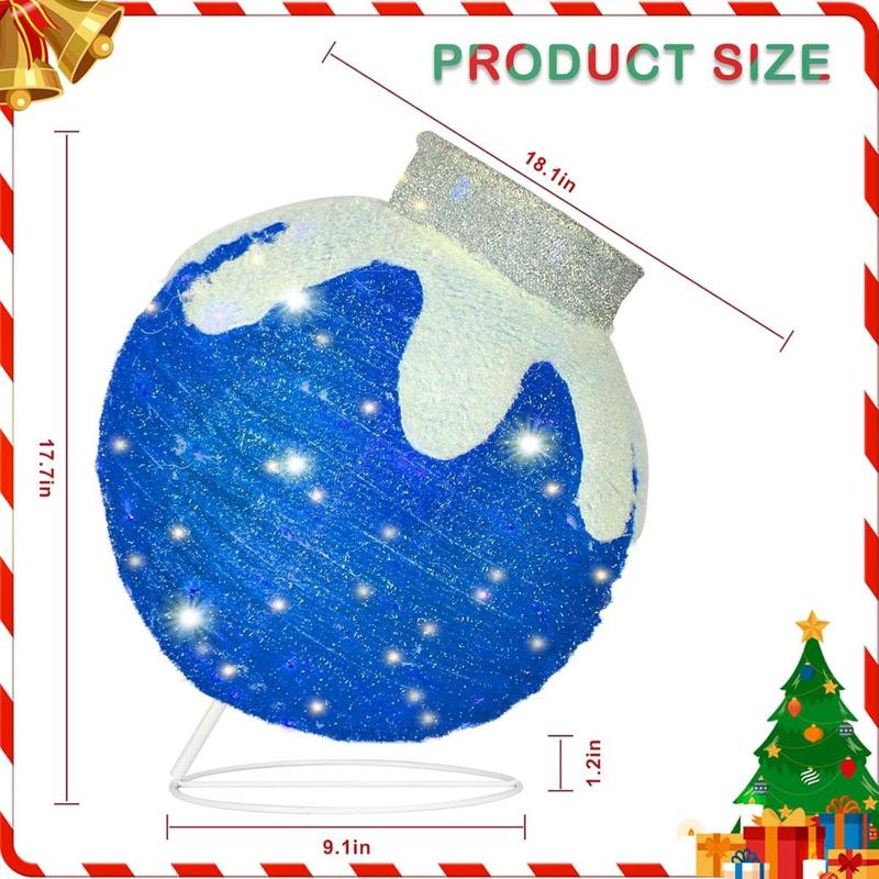 2-Pack Lighted Outdoor Christmas Ball | 8 Modes 80LED + Collapsible (RedGreen)