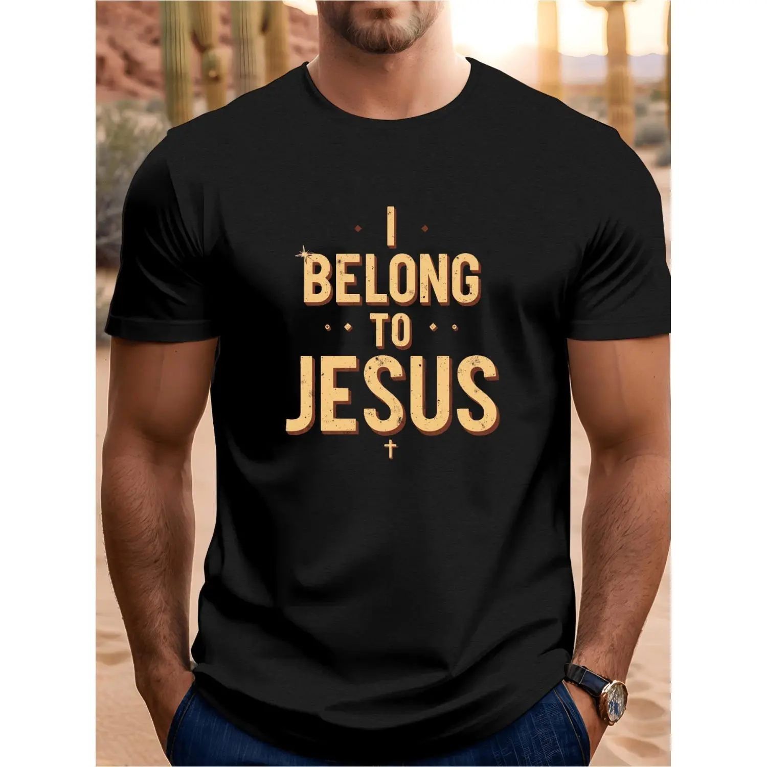 I Belong to Jesus Faith Graphic T Shirt Inspirational Christian Faith Tee Religious Devotional Church Ministry Scripture Vintage Style Unisex Adult