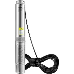 VEVOR Deep Well Submersible Pump, 1HP 230V/60Hz, 37gpm Flow 207ft Head, with 33ft Electric Cord, 4\" Stainless Steel Water Pump for Industrial, Irrigation&Home Use, IP68 Waterproof Grade