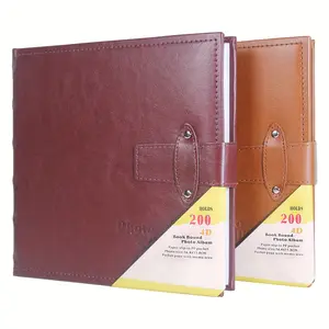 Vintage Faux Leather Photo Album with 200 Pockets, Portable Memory Book for Weddings Anniversaries Special Occasions, Holds 4x6 Inch Photos