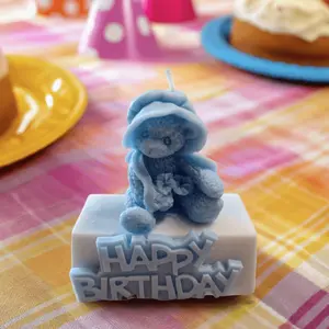 Birthday Bear Wishes Candle
