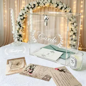Wedding Card Box With Locking Clear Acrylic Card Box, Gift Card Box Money Box Holder For Wedding, Anniversary Party, Rustic Wedding Decor, Birthday, Graduation Supplies