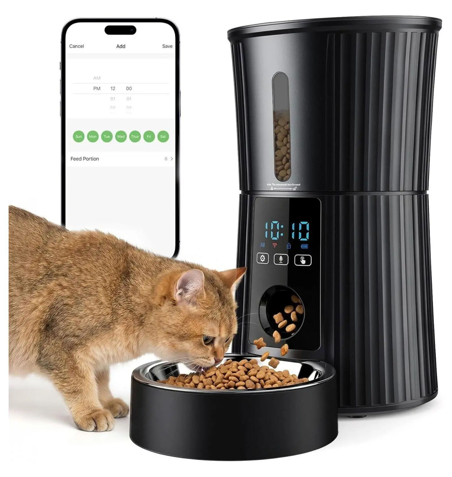 WiFi Smart Automatic Pet Feeder - Stainless Steel Dog & Cat Food Dispenser with Freshness Preservation, Manual Override, Portion Control