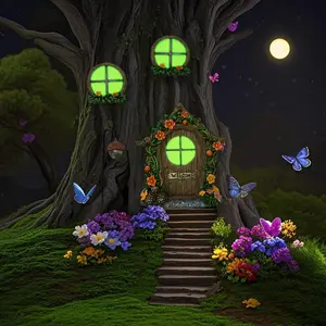 Miniature Pinecone Windows Set, Fairy Tale Garden Decor, Small House Decoration, Tree Ornament, Home Wall Hanging, Crystal Ball Pinecone