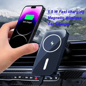 Car Wireless Charging Station with Magnetic Phone Holder, Magnetic Charging Design, Ac Vent Clip Compatible with iPhone 17-11 and Samsung S24, Gift for Father's Day and Valentine's Day, Fast Wireless Charger