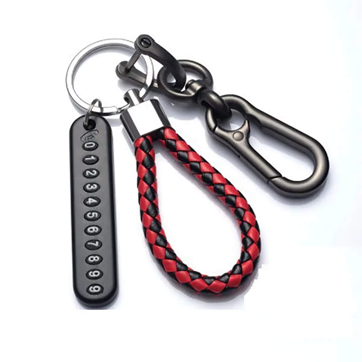 DIY Phone Number Plate Keychain - Anti-Lost Woven Leather Car Keychain for Men | Punk Minimal Pendant Accessory Ingemark