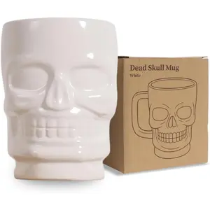 Human Skull Coffee Mug & Gothic Decor, Novelty Ceramic Cup for Hot & Cold Drinks,  Coffee Mugs for Halloween Cup, Witchy  Decor, Men & Women Goth Gifts for Kitchen, Office &  Use, 17 oz