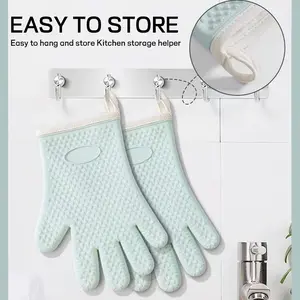 Spruce Green Two-piece Pack Non-slip Heat Resistant Heatproof Kitchen Gloves with Cotton Padding for Extra Protection against Haircare Heatless