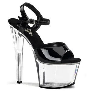 Pleaser Sky-309 Womens Sandals in Black/Clear