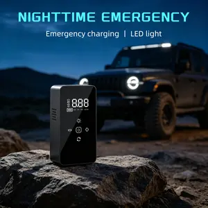 Multifunctional Tire Inflator Portable Air Compressor 150PSI Cordless, Dual Power Battery and Car Plug, Auto Shut Off, Digital Display, LED Light with Accessories for Cars, Bikes, Balls