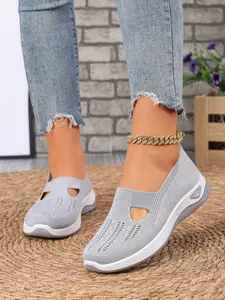 Women's New Fashion Tennis Shoes, Comfortable Knit/solid Color Sole Running Sneakers, Casual Sports Shoes, Non-Slip Lightweight, Knitted Running Shoes, Breathable Running Sneakers
