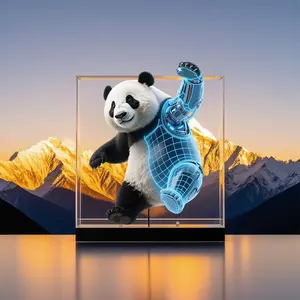 3D Hologram Fan 18 cm 7.09 inches HD LED Holographic Projection Advertising Display featuring a Christmas Tree Design. Equipped with a desktop protective cover and Wi-Fi connectivity, built in library of 2,000 video, ideal for commercial venues, bars