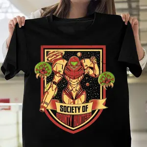 Samus Metroid Black T-Shirt – Space Hunter Sci-Fi Game Inspired Graphic Tee, Unisex Casual Wear