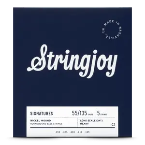 Stringjoy 55-135 Long Scale 5 String Heavy Gauge Signatures - Nickel Wound Bass Guitar Strings