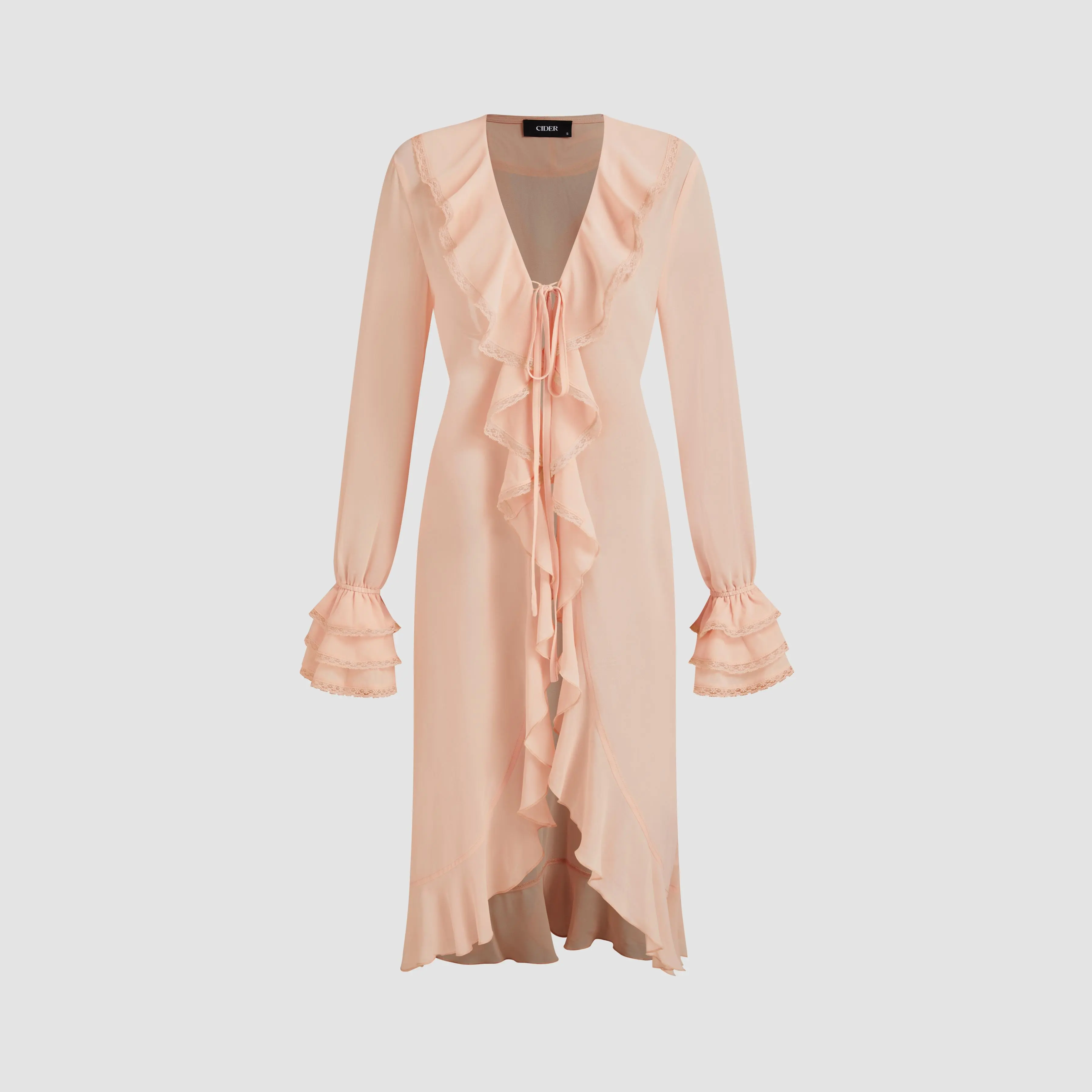 hailey lace up bodycon dress in lilac Carolina Long Sleeve Lace Overlay Dress Lilac main image 1