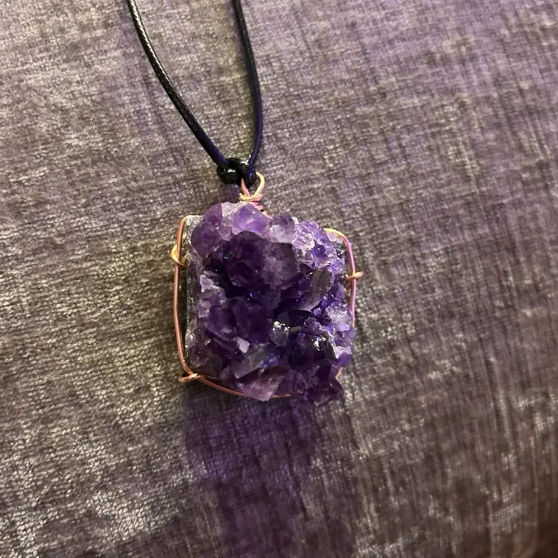 Handmade Copper wrappedCrystal gem necklace