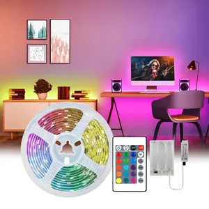 1 Roll Rgb3535 LED Strip Light, Led Rgb Lights, Led Dimmable with Portable Battery Box, Aa Battery Powered, Ideal for Bed Under, Closet, Cabinet, Bedroom, Living Room, Christmas, Party (AA Batteries not included)