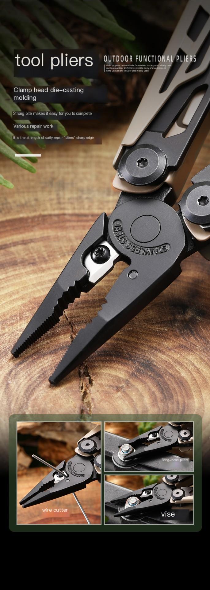 Multitool, 25-in-1 Stainless Steel Multi Tool Pliers with Self-Locking, Pocket Knife, Nylon Sheath, Professional (EDC) Multi-Tool for Survival, Camping and Hunting, Hiking removable clip