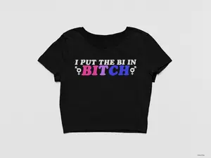 I Put the Bi in B*tch LGBTQIA+ Baby Tee for Bisexual Pride Crop Top