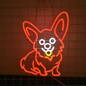 Corgi Dog Design Neon Sign, USB Powered LED Luminous Wall Mounted Neon Light, Decorative Lamp for Bars, Clubs, Pet Shops, Zoos