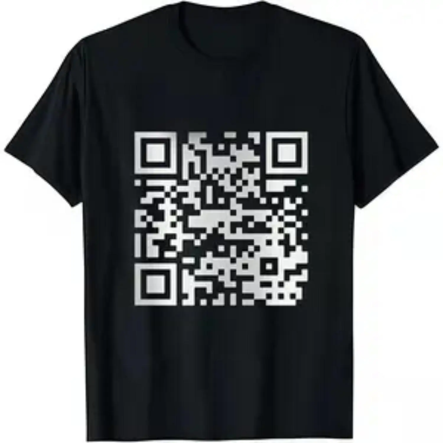 FU QR Code Graphic T-Shirt - Men's Black Cotton Crew Neck Short Sleeve Casual Tee, Comfortable & Stylish Streetwear