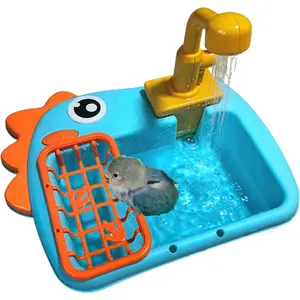 Bird bath with automatic watering faucet - Parrot shower box for ostriches, budgies, lovebirds, and conures - Accessory that can be attached to the cage to promote natural bathing