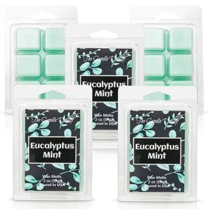 5 Pack - Eucalyptus Mint -  Refreshing Mint Eucalyptus Scented Melt- Maximum Scent Wax Cubes/Melts - 2 Ounces x 5 Packs = 10 Ounces