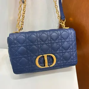 Pre-owned Dior leather Shoulder Bags Caro blue shoulder bag