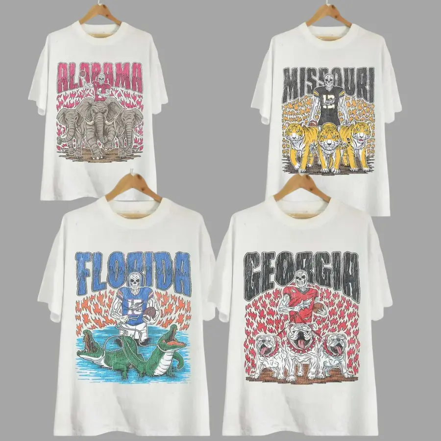 Vintage Skeleton Football T-shirt, All Teams Football T-shirt, Unisex Cotton Tee, Soft Fabric