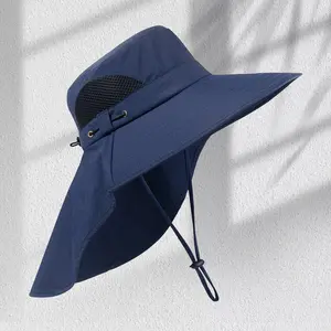 Universal Adults' Big Brim Outdoor Bucket Hat, Summer Sun Protection Hat with Sun Mask for Mountaineering and Fishing, Adults Gifts