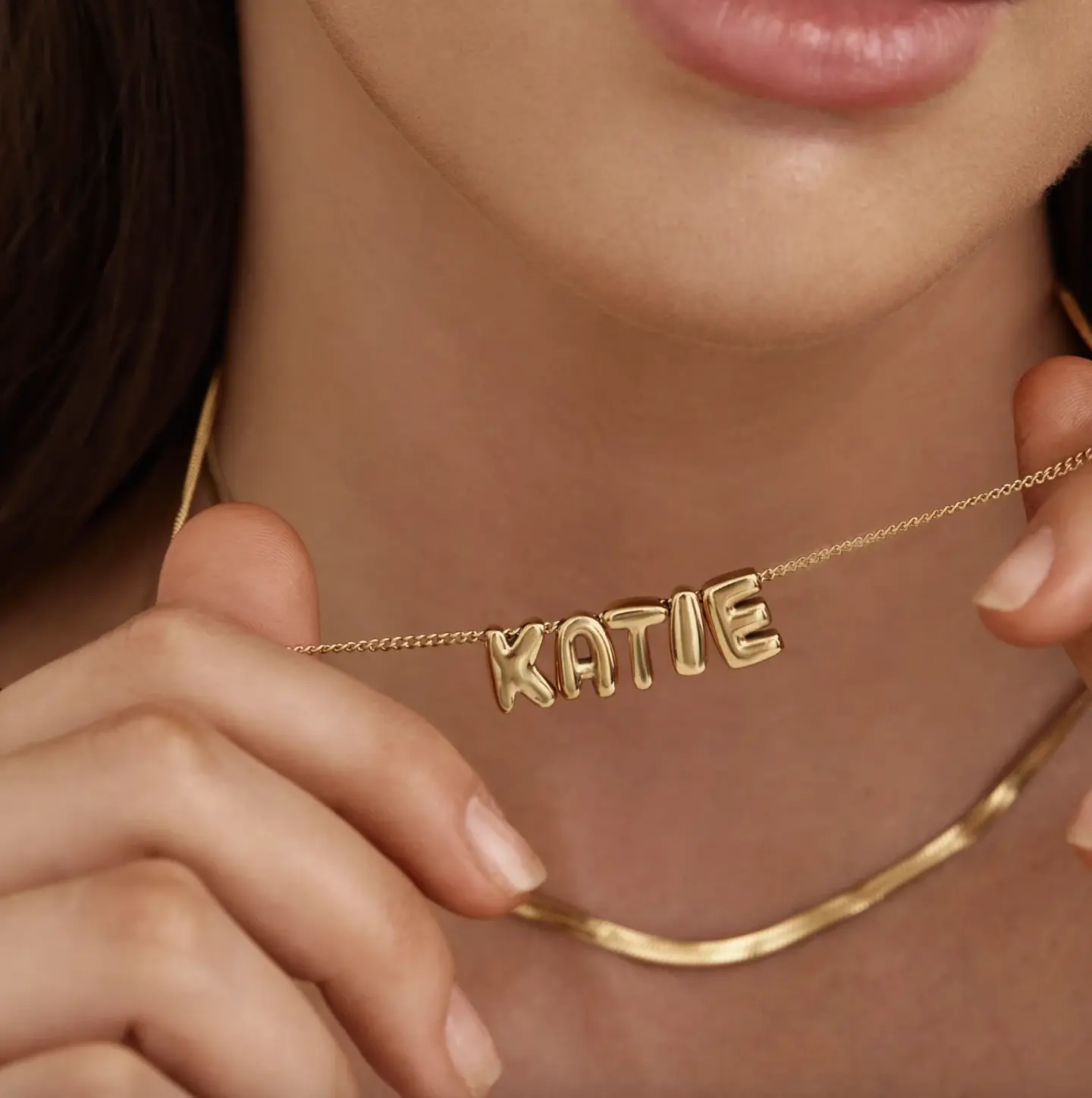 Personalized Bubble Letter Name Necklace for Women