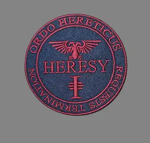 Ordo Hereticus "Heresy" Embroidered Patch 3.62" x 3.62" Black & Red Design for Jackets Bags Tactical Gear Cosplay Warhammer Collection Hook or Iron-On Backing