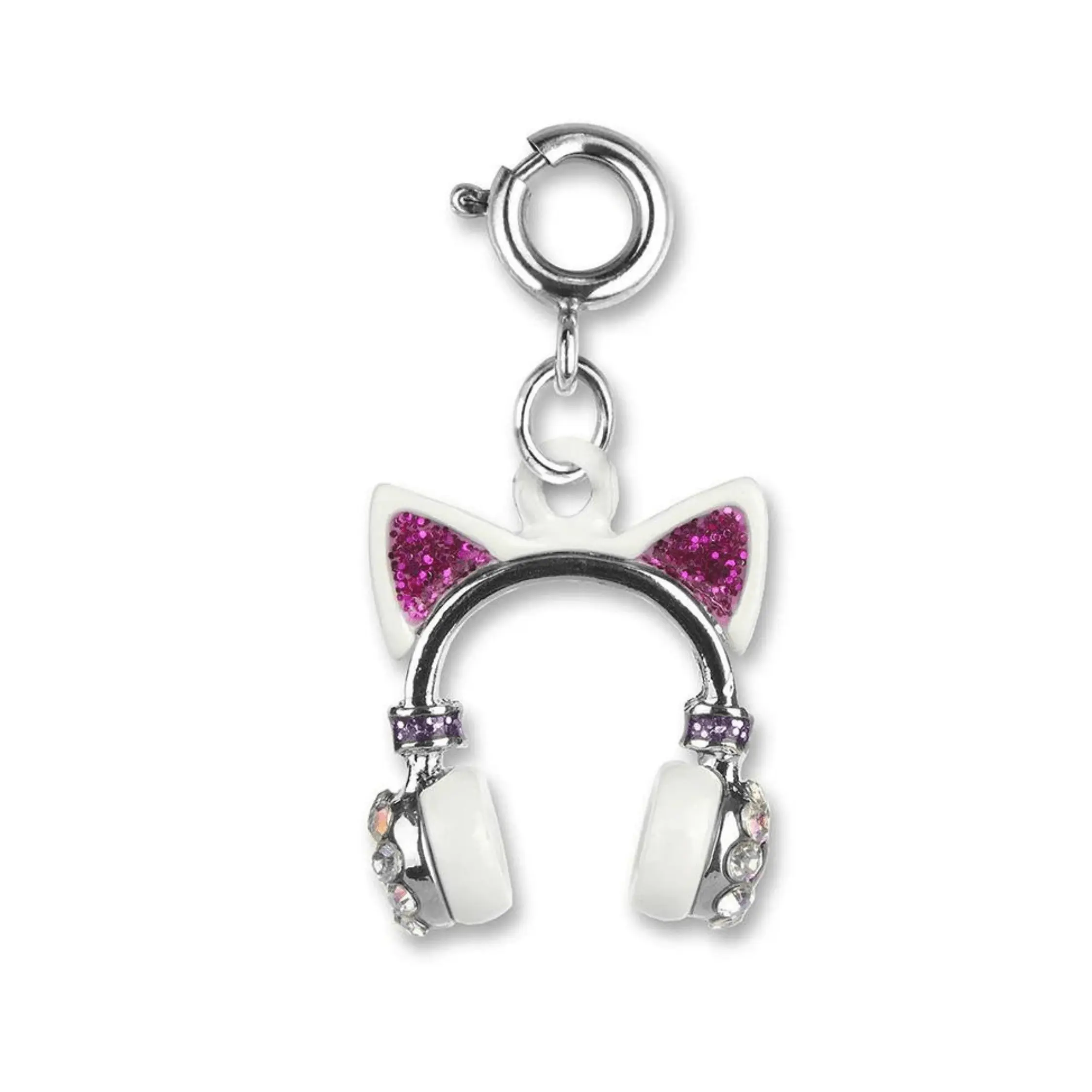 CHARM IT! Kitty Ears Headphone Charm Sparkly Pink Glitter Cat Ear Design for Bracelets & Necklaces