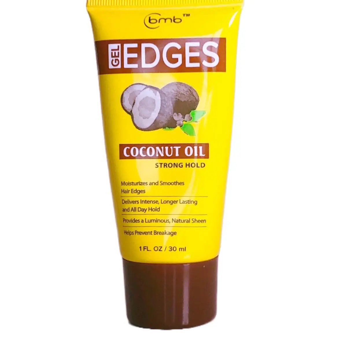 BMB Coconut Oil Gel Edges - Strong Hold Formula, All Day Edge Control Hold for Haircare Styling, Smooth Moisturize 1 FL OZ / 30 mL