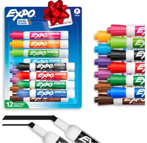 EXPO Dry Erase Markers Set Mixed Tip White Board Markers with White Board Eraser Assorted Colors 11 Count