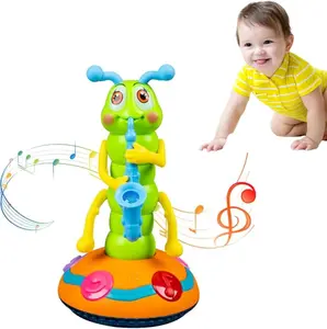 Children's Electric Dancing Caterpillar Saxophone Musical Toy - LED Light-Up Sensory Toy for Kids - No Batteries Required for Boys and Girls (1 pc)