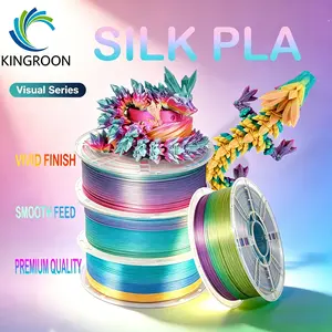 【Visual Series 】KINGROON 3 kg Silk PLA Filament – Multicolor gradient, 1.75 ± 0.02 mm, high-gloss rainbow/macaron/candy colors, easy-print 3D filament bundle