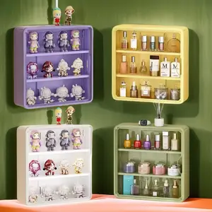 Large Wall-Mounted Display Rack for Doll Collection, 3 or 4-Tier Acrylic Storage Box with Magnetic Design, Space-Saving Clear Compartments for Action Figures and Accessories, Floating Display Shelf