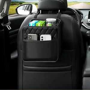 Universal Car Seat Back Storage Bag, Durable PU Leather Organizer for Bottles Snacks Phones, Fits All Vehicle Models, Car Interior Accessory