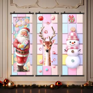 3-Piece Christmas Wall Art Set, Cute Santa Claus Posters, Modern Home Decor, Waterproof HD Prints, Gift Box Packaging, Perfect Holiday Decoration