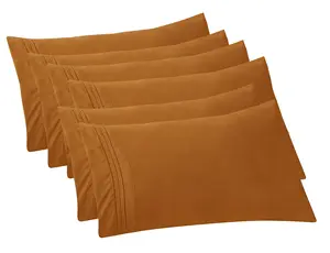Elegant Comfort 6-Pack Solid Pillowcases 1500 Premium Hotel Quality Microfiber - Smooth Weave, Wrinkle and Stain Resistant, Easy Slip-On, 6-Piece Set, King Pillowcase, Bronze