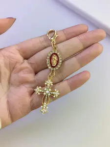 Christian Cross Pearl Diamond Keychain | Romantic Zinc Alloy Bag Charm, Wallet Backpack Pendant Additions for Valentine'S Day, Mother'S Day, Campus