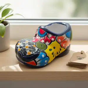Vibrant Talavera Shoe Planter | Handcrafted Mexican Pottery