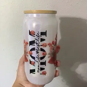 16oz sublimation shimmer glass cup Drinkware